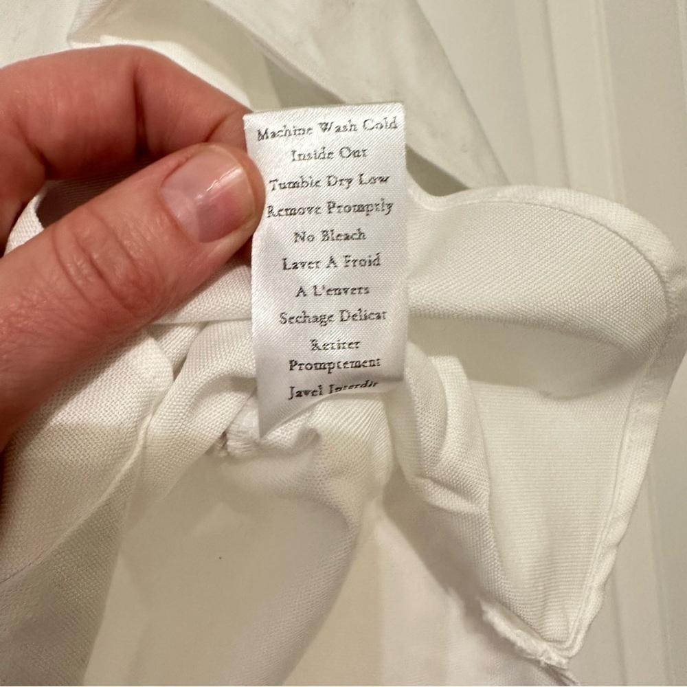 NWT Frank & Eileen Untuckable Stripe Pocket Button-Up Shirt, white, size M - Picture 10 of 11